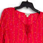 Womens Multicolor Long Sleeeve Tie Front Pullover Blouse Top Size Medium image number 3