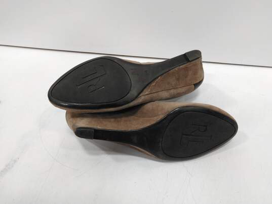Lauren Ralph Lauren Women's Brown Surde Wedge Heel Slip On Shoes Size 11B image number 5