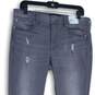 NWT Express Womens Gray Denim Distressed Mid-Rise Raw Hem Ankle Jeans Size 10R image number 3
