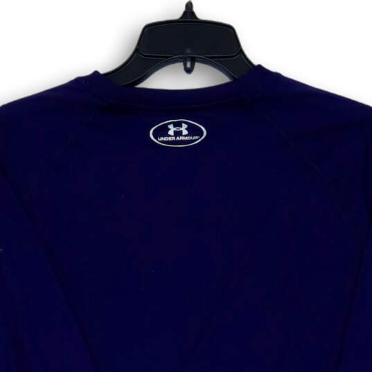 Mens Navy Blue Loose Heatgear Crew Neck Long Sleeve T-Shirt Size Medium image number 4