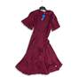 NWT CupShe Womens Red Ruffle Short Sleeve Knee Length Wrap Dress Size XL image number 1