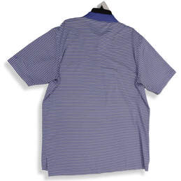 Mens Blue White Striped Short Sleeve Spread Collar Polo Shirt Size XL alternative image
