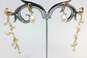 14K Gold White Pearl Drop & Beaded Chain Dangle Post Earrings Variety 3.9g image number 1