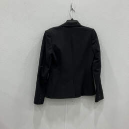Womens Black Notch Lapel Flap Pocket Long Sleeve One Button Blazer Size 8 alternative image