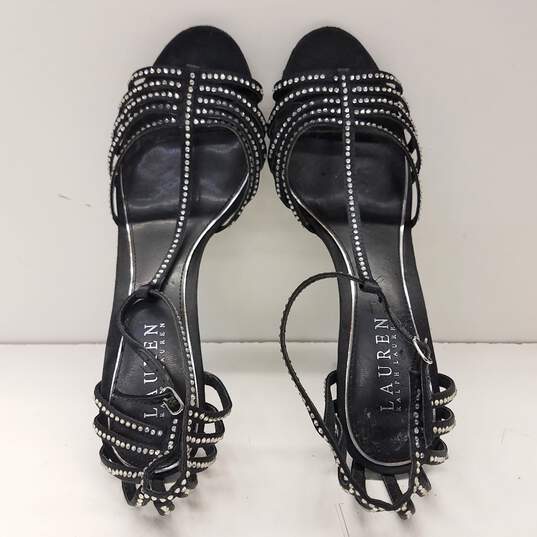 Lauren Ralph Lauren T Strap Rhinestone Heels Black 8.5 image number 7