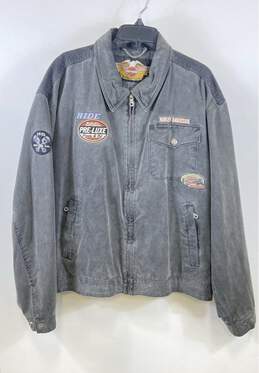 Harley Davidson Men Black Washed Patched Jacket XXL