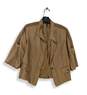 Womens Brown Long Sleeve Collared One Button Blazer Size 6 Petite image number 1
