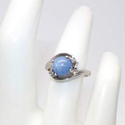 14K White Gold Ring W/ Blue Star Sapphire & Moissanite alternative image