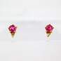 14K Yellow Gold Ruby & Diamond Accent Necklace & Stud Earrings Set 1.9g image number 2