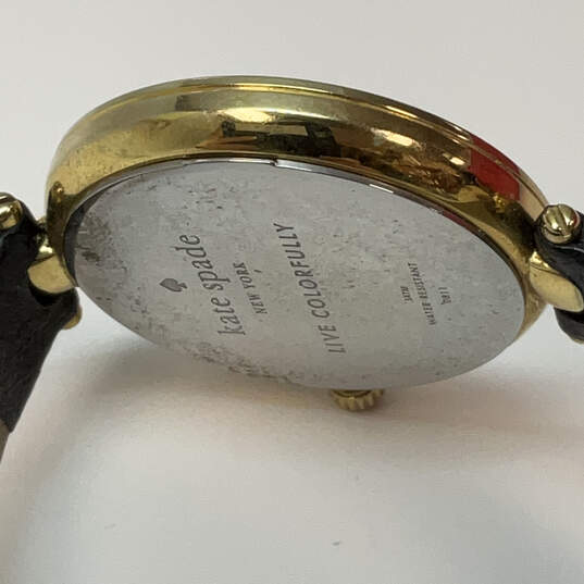 Designer Kate Spade Gold-Tone Leather Strap Round Dial Analog Wristwatch image number 4