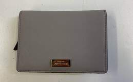 Kate Spade Gray Leather Bifold Coin Card Zip Organizer Wallet