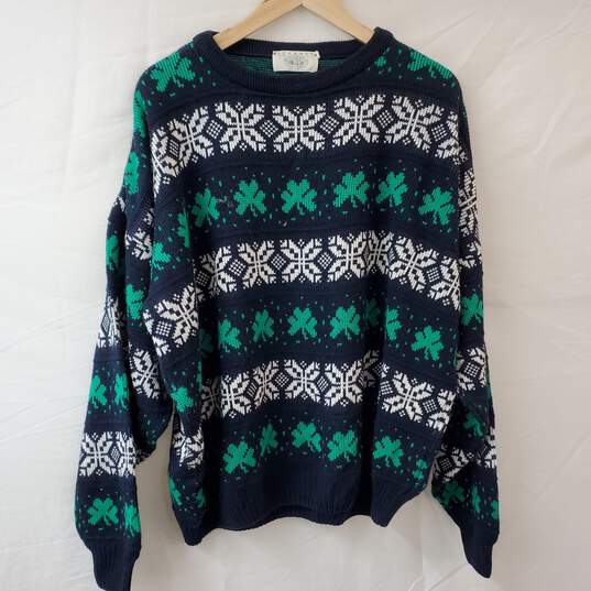 Woolen Mills Blarney Shamrock Snowflake Pullover Sweater Men's XXL image number 1