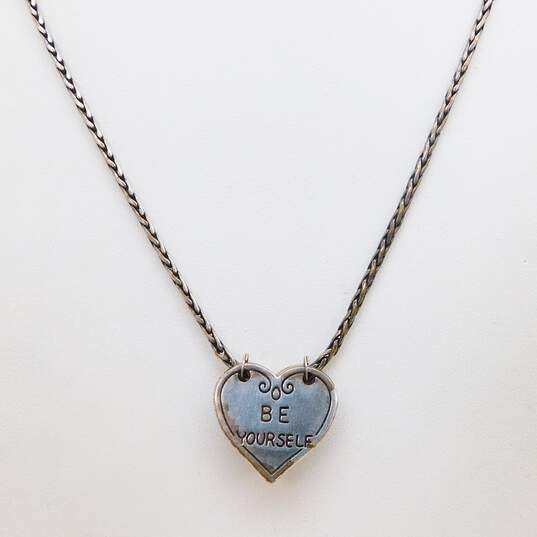 Brighton Be Yourself Necklace & Live The Life You Love Silver Tone Bracelet 42.0g image number 3