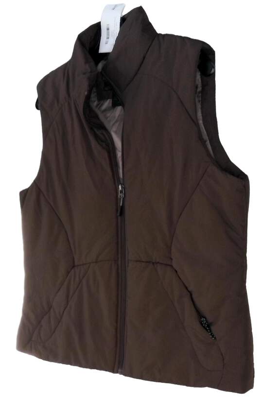 North End Women's Brown Sleeveless Stand Up Collar Full Zip Vest Jacket Size Large image number 1