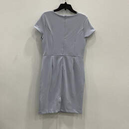 NWT Womens Blue Short Sleeve Back Zip Round Neck Bodycon Dress Size 8