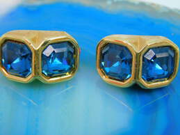 Vintage DS Co Daniel Swarovski Blue Crystal Gold Tone Clip-On Earrings 12.4g