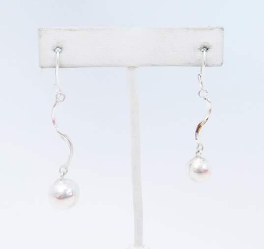 Artisan 925 Sterling Silver CZ Cross & Garnet Pendant Necklaces Ball & Swirl Ball Drop Earrings 17.6g image number 3