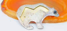 Southwestern Sterling Silver Onyx Bear Brooch & Ring 11.1g alternative image