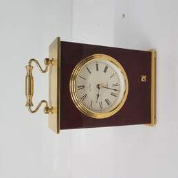Montreux Quartz Brass & Cherry Wood Mantel Clock Untested