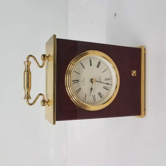 Montreux Quartz Brass & Cherry Wood Mantel Clock Untested image number 1