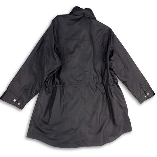 Mens Black Mock Neck Pockets Long Sleeve Full-Zip Rain Jacket Sz 1X 16W-18W image number 2