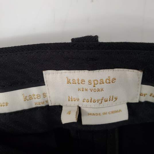 NWT Kate Spade New York WM's Black Pleated Straight Leg Dress Pants Size 4 image number 3