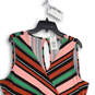 NWT Womens Pink Green Striped Sleeveless Tie Waist One-Piece Romper 3 22-24 image number 4