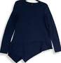 Womens Blue Long Sleeve Crew Neck Asymmetrical Hem Pullover Blouse Top Sz S image number 1