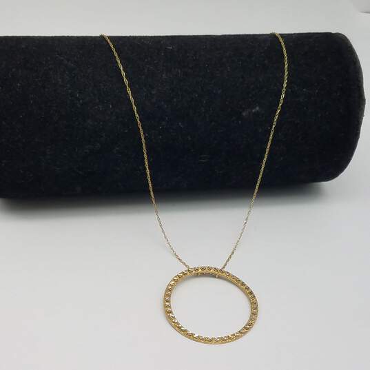 OR 14k Gold Disc Pendant Necklace 1.8g image number 3