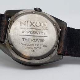 Nixon Wonder Lust The Rover 43mm Gunmetal Beige Dial Leather Watch 76g alternative image