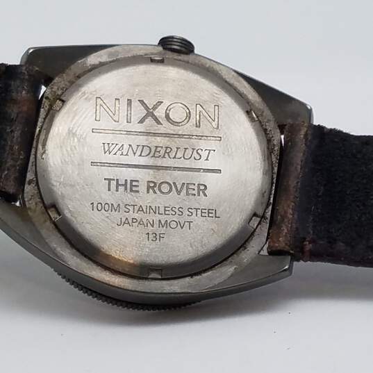 Nixon Wonder Lust The Rover 43mm Gunmetal Beige Dial Leather Watch 76g image number 2