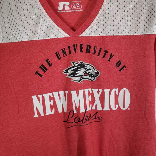 Womens New Mexico Lobos Short Sleeve V-Neck Pullover T-Shirt Size Large (12-14) image number 3