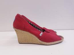 TOMS Classic Red Canvas Wedge Heels Shoes Size 10 M alternative image