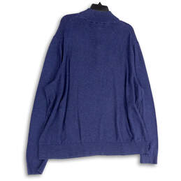 Mens Blue Mock Neck Long Sleeve 1/4 Zip Knitted Pullover Sweater Size XXL alternative image