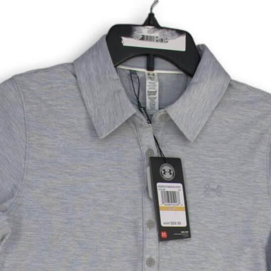 NWT Womens Gray Heather Short Sleeve Collared 4 Button Polo Shirt Size S image number 3