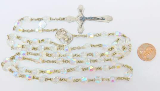 Vintage Icy Aurora Borealis Rosary Prayer Beads 45.2g image number 5