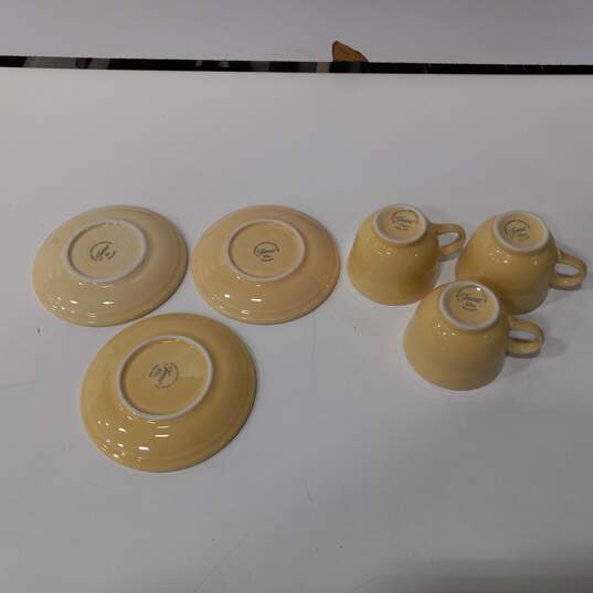 Set of 6 Homer Laughlin Fiesta Cream Yellow Tea Cups & Saucers image number 5