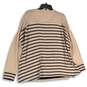 NWT Womens Pink Striped Round Neck Long Sleeve Pullover Sweater Size XL image number 2