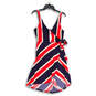 NWT Womens Blue Red Surplice Neck Sleeveless Wrap Dress Size Small image number 2