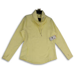 NWT Womens Yellow Thumb Hole Welt Pocket Pullover Hoodie Size XL