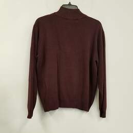 Mens Burgundy Knitted Long Sleeve Quarter Zip Pullover Sweater Size Large alternative image