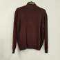 Mens Burgundy Knitted Long Sleeve Quarter Zip Pullover Sweater Size Large image number 2