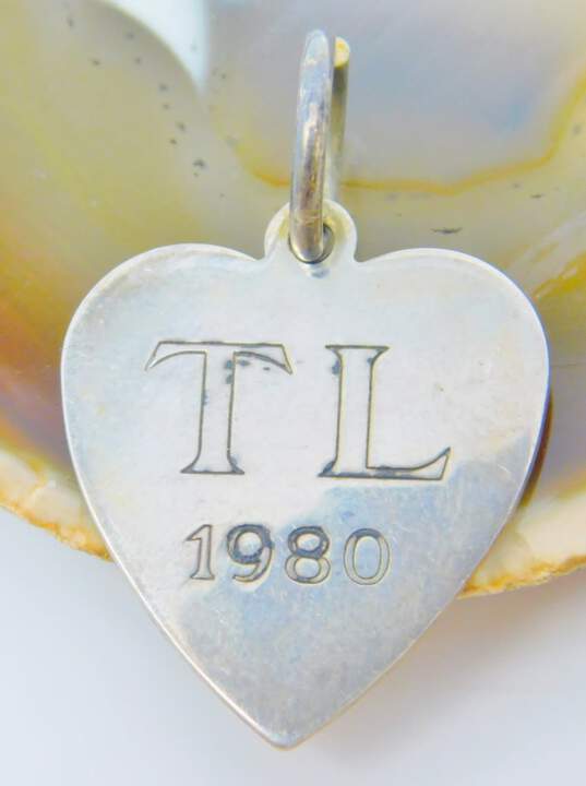 Tiffany & Co 925 Sterling Silver TL 1980 Etched Heart Tag Pendant Charm 2.9g image number 2
