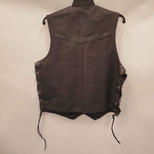 HIghway One Women Black Leather Vest XL image number 2