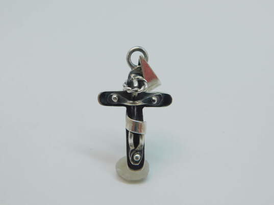 Taxco 925 Crucifix Pendant & Ridged V-Shaped Domed Ring 10.3g image number 1