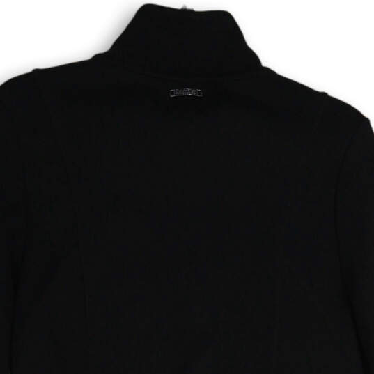 Womens Black Pleated Collared Long Sleeve Peplum Full-Zip Jacket Size XL image number 4