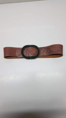 Hand Painted Genuine Leather Cognac Small Belt - 35" waist