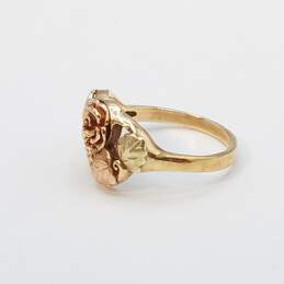 10K Two Tone Gold Rose Leaves Sz 4 Ring 2.5g
