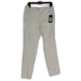 NWT Womens White Flat Front Slash Pocket Straight Leg Dress Pants Size 4