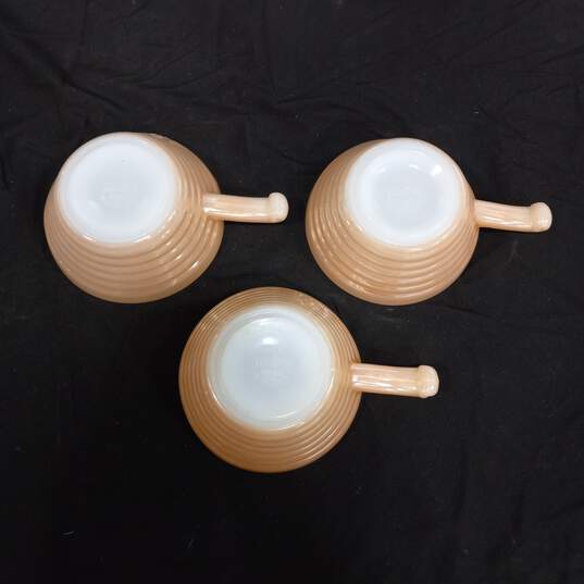 Bundle of 3 Peach Colored Fire King Ceramics Bowls w/ Handles image number 5